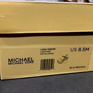 Michael Kors 8.5 Lana Wedge Black/brown New in box
